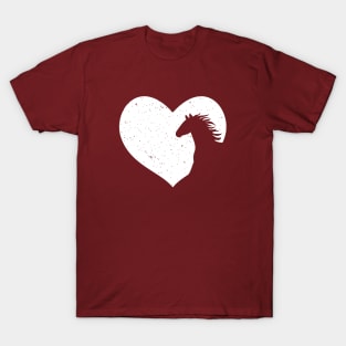 Heart with Horse Silhouette - Distresses Horseback Riding Equestrian Gift T-Shirt